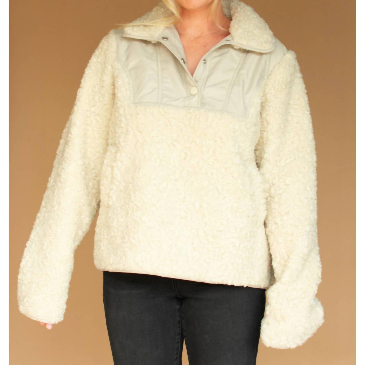 New Crescent Harley Sherpa Jacket In Light Olive/Taupe